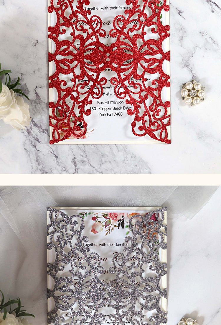 5Valentine's Day Hollow Out Glitter Powder Invitation8