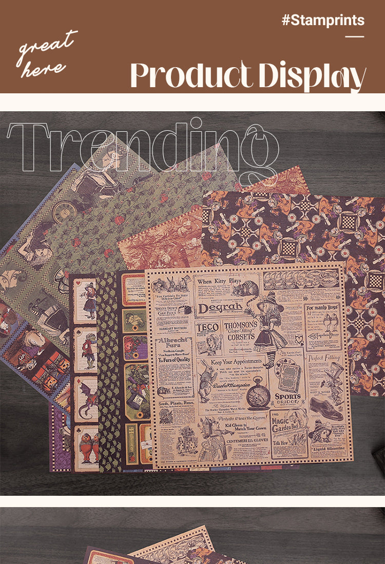 5Vintage Alice Halloween Scrapbook Paper1