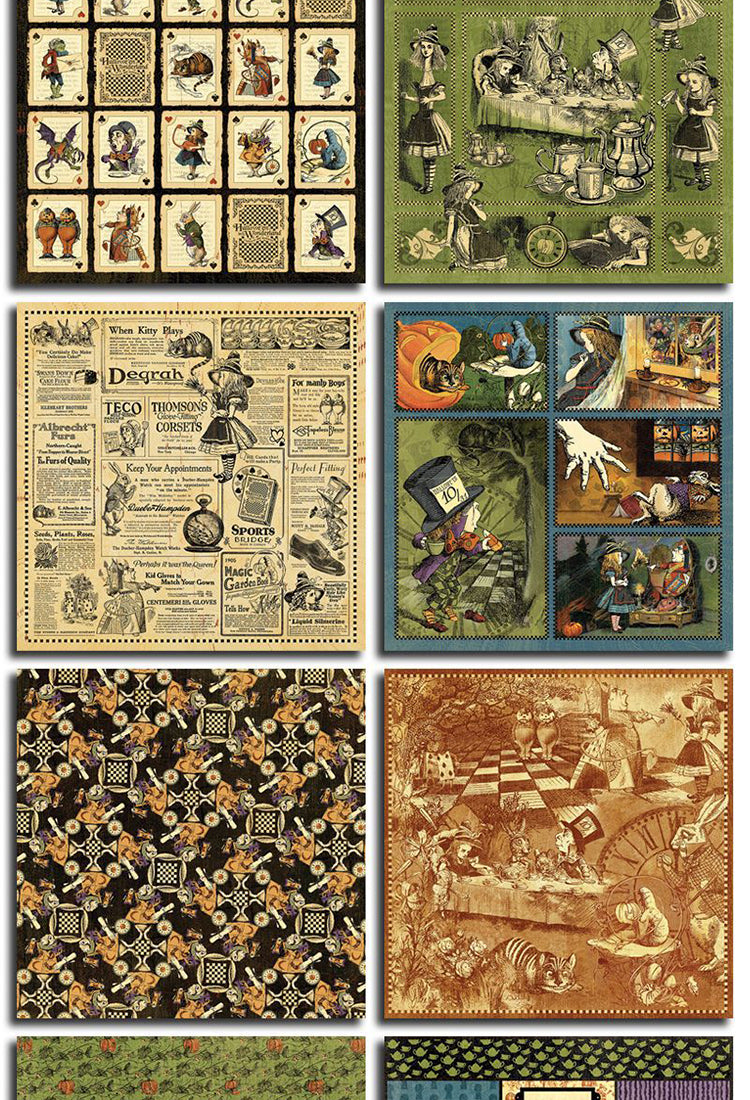 5Vintage Alice Halloween Scrapbook Paper3