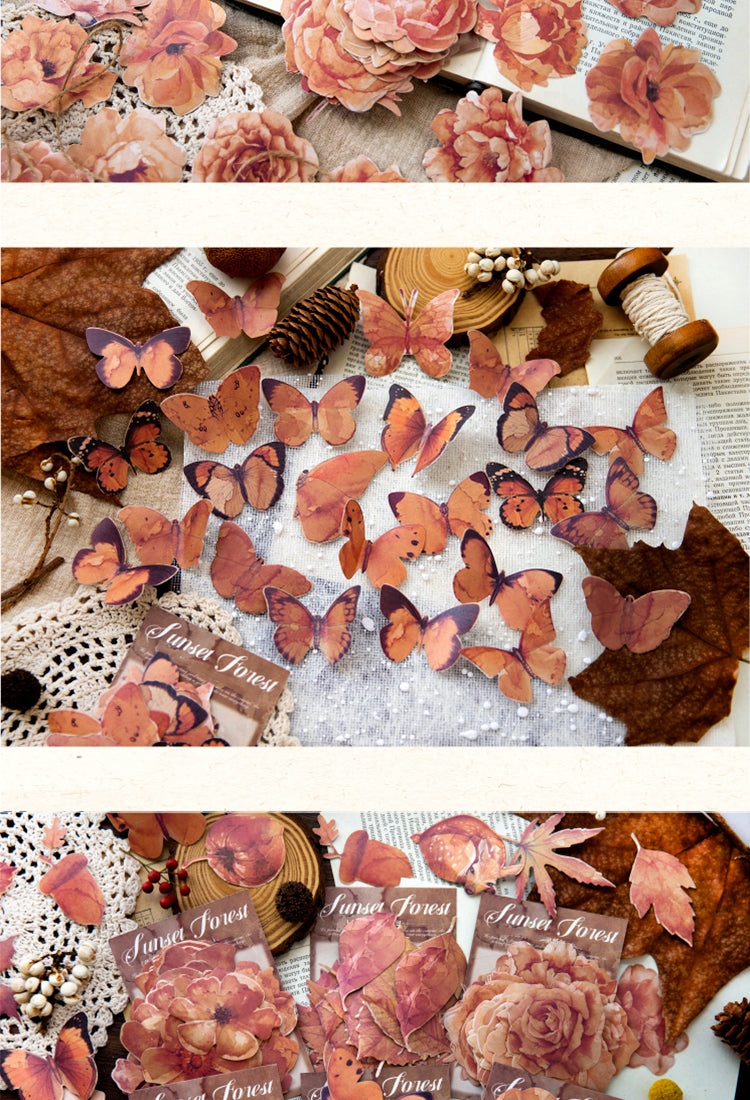 5Vintage Autumn Washi Stickers - Rose, Rosehip, Peony, Leaf, Acorn, Butterfly2