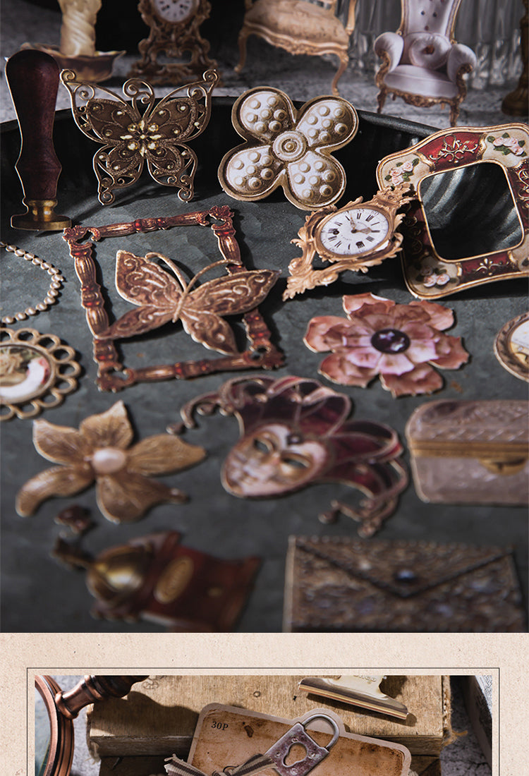 5Vintage Die-cut Cardstock Scrapbook Paper - Clips, Jewelry, Lock, Key, Sewing items3