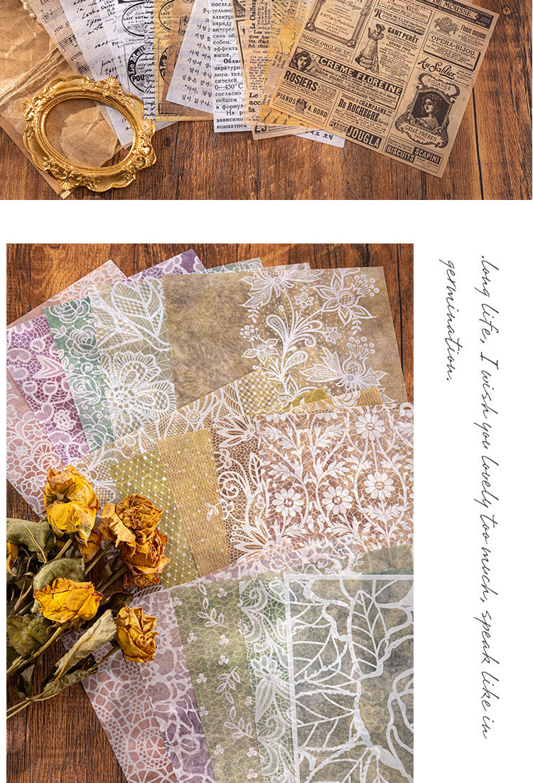 5Vintage Inspired Classical Botanical Lace Decorative Paper6