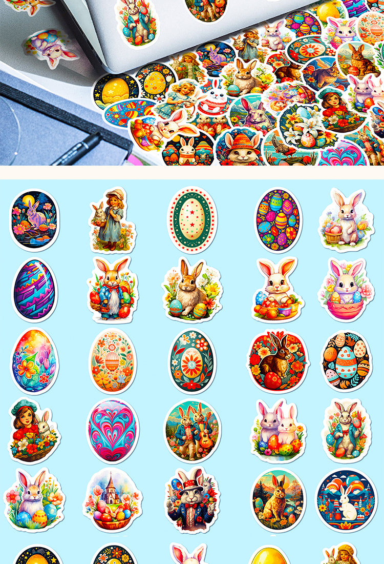 5Vintage Rabbit and Egg Vinyl Stickers3