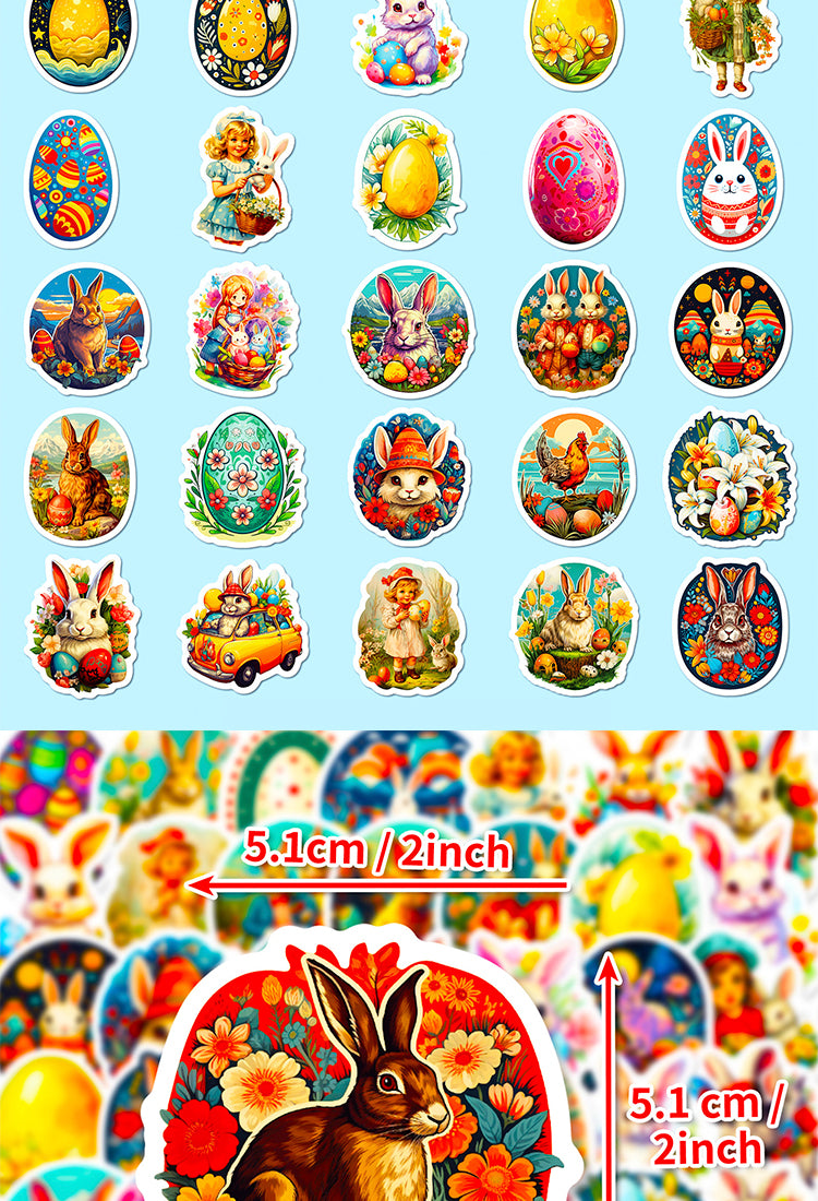 5Vintage Rabbit and Egg Vinyl Stickers4
