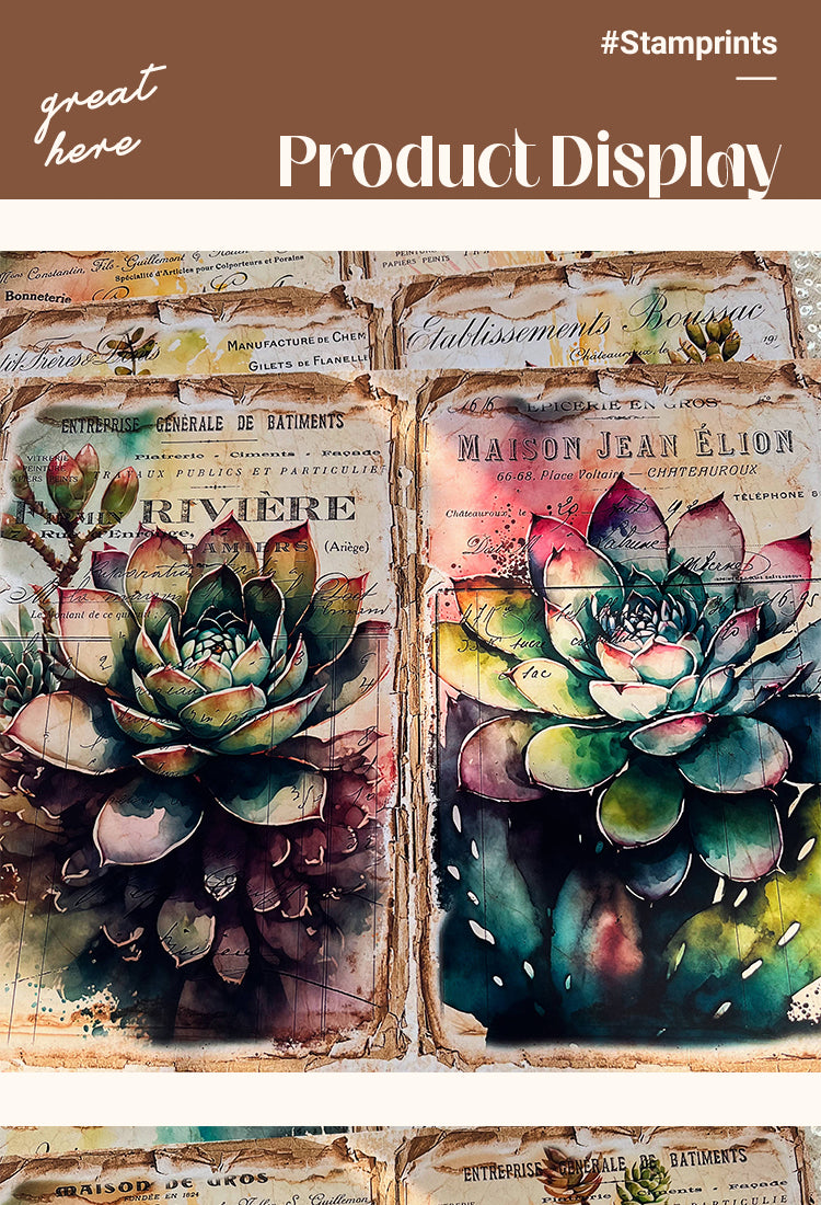 5Vintage Succulent Plant Junk Journal Scrapbook Paper1