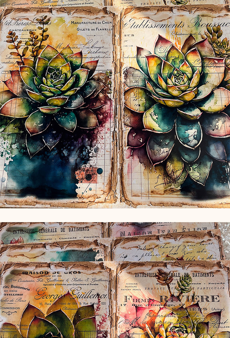 5Vintage Succulent Plant Junk Journal Scrapbook Paper2