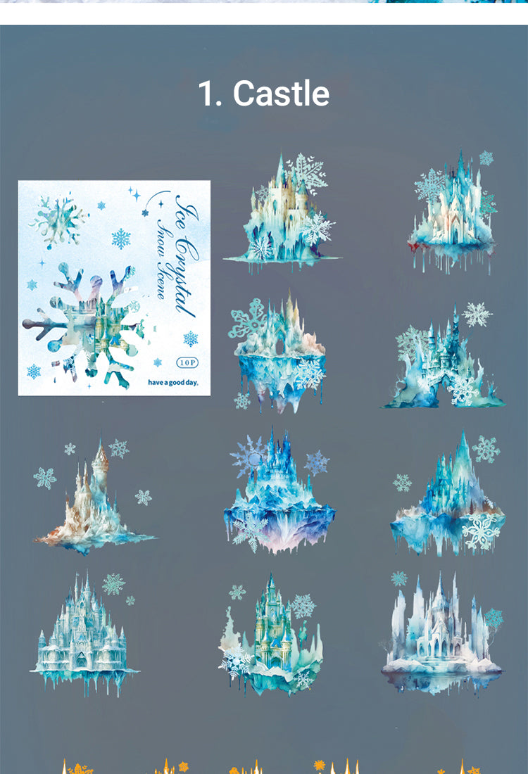 5Winter Ice and Snow Landscape PET Stickers - Castle, Snow, Window, House, Park3