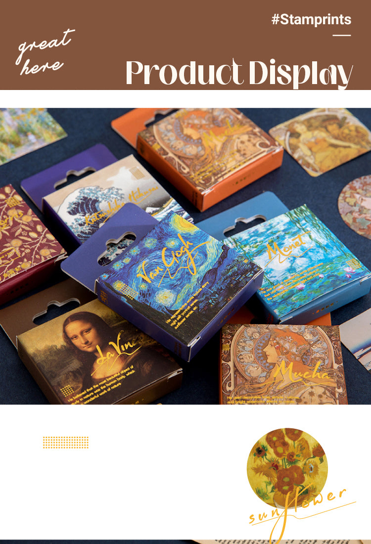 5World Masterpieces Stickers - Van Gogh, Hokusai, Da Vinci, Manet, Morris, Monet1