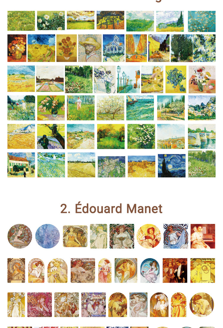 5World Masterpieces Stickers - Van Gogh, Hokusai, Da Vinci, Manet, Morris, Monet10