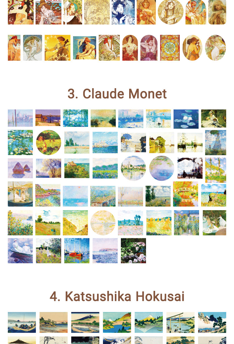 5World Masterpieces Stickers - Van Gogh, Hokusai, Da Vinci, Manet, Morris, Monet11