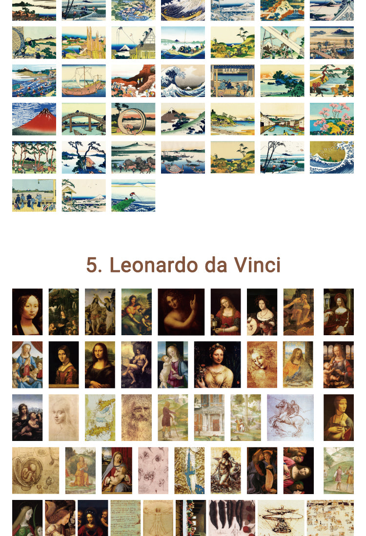 5World Masterpieces Stickers - Van Gogh, Hokusai, Da Vinci, Manet, Morris, Monet12