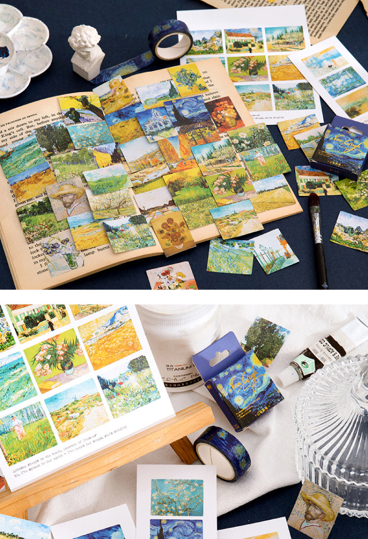 5World Masterpieces Stickers - Van Gogh, Hokusai, Da Vinci, Manet, Morris, Monet2