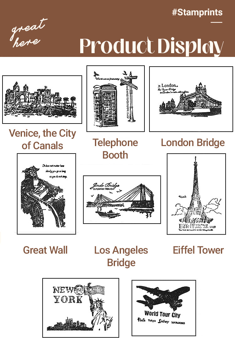 5World Tourist Attractions Rubber Stamp1