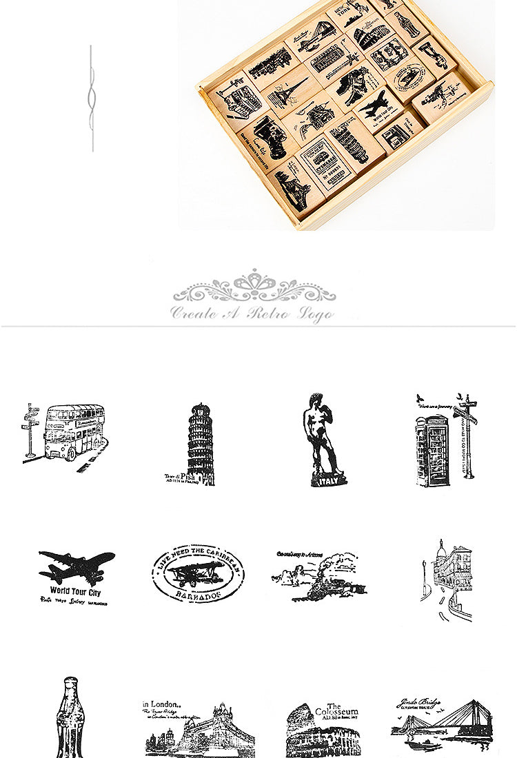 5World Tourist Attractions Rubber Stamp5