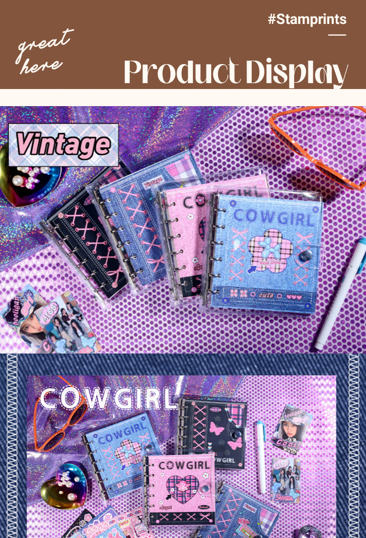 5Y2K Cow Girl Series Square Loose-leaf Jounal Notebook1