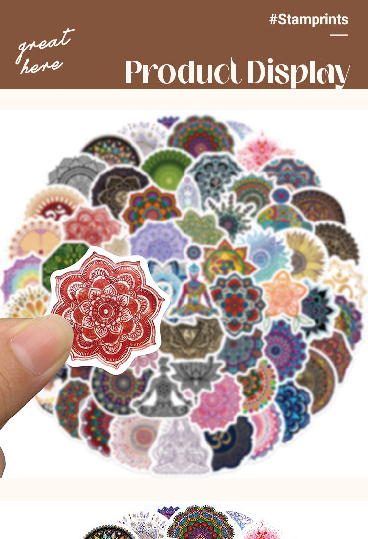 5Yoga Mandala Flower PVC Sticker1