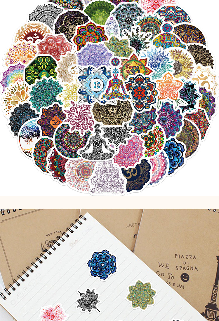 5Yoga Mandala Flower PVC Sticker2