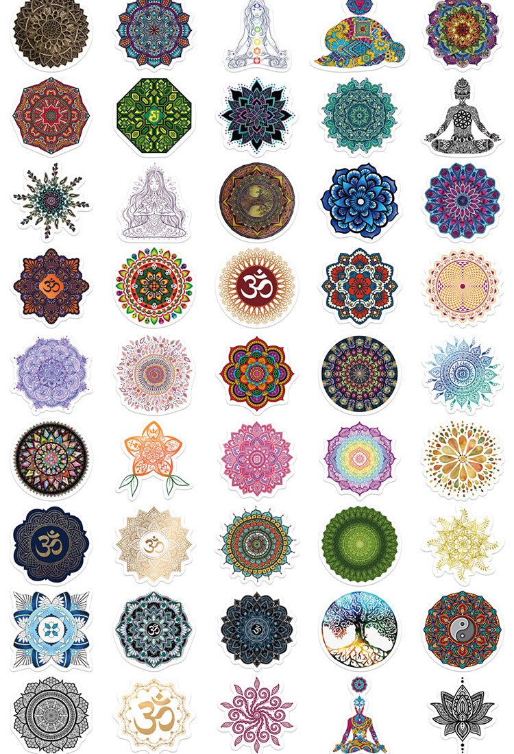 5Yoga Mandala Flower PVC Sticker5