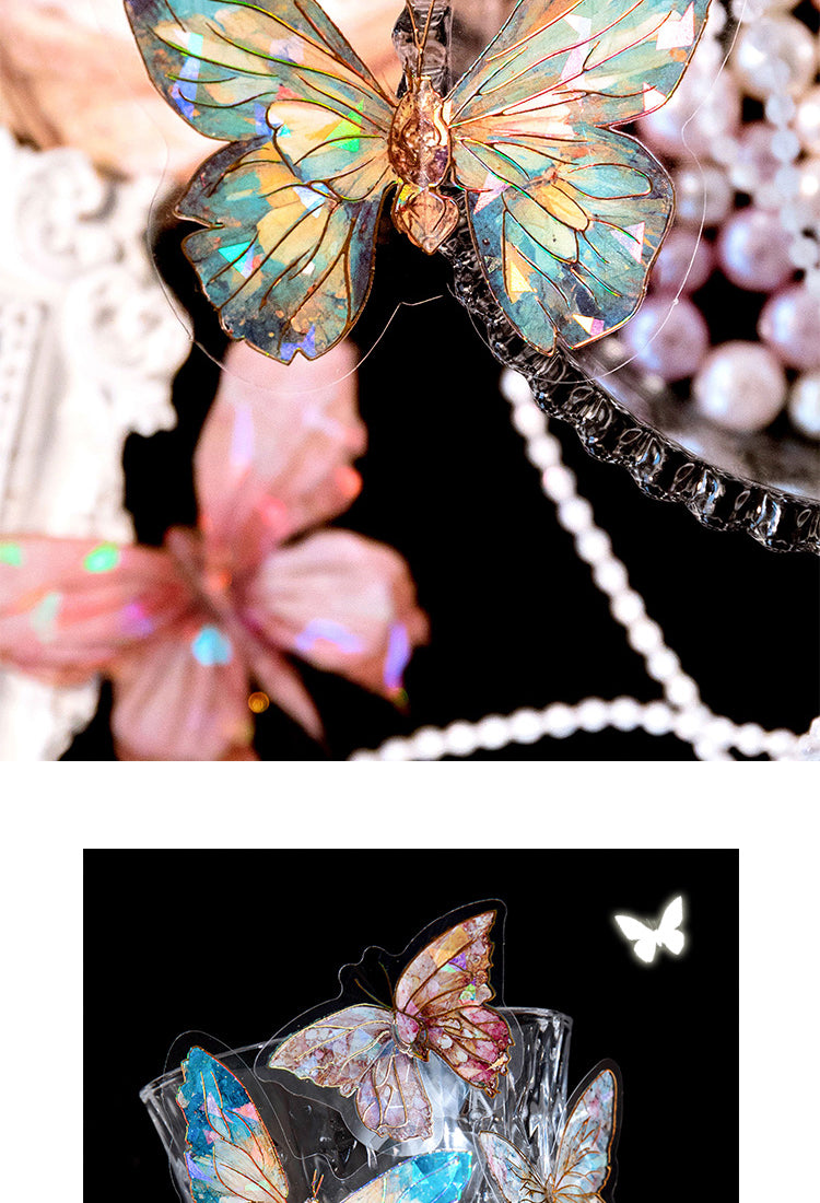 Gem-Like Glittering Butterfly PET Stickers