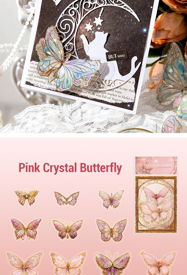 Gem-Like Glittering Butterfly Polyethylene Terephthalate Stickers