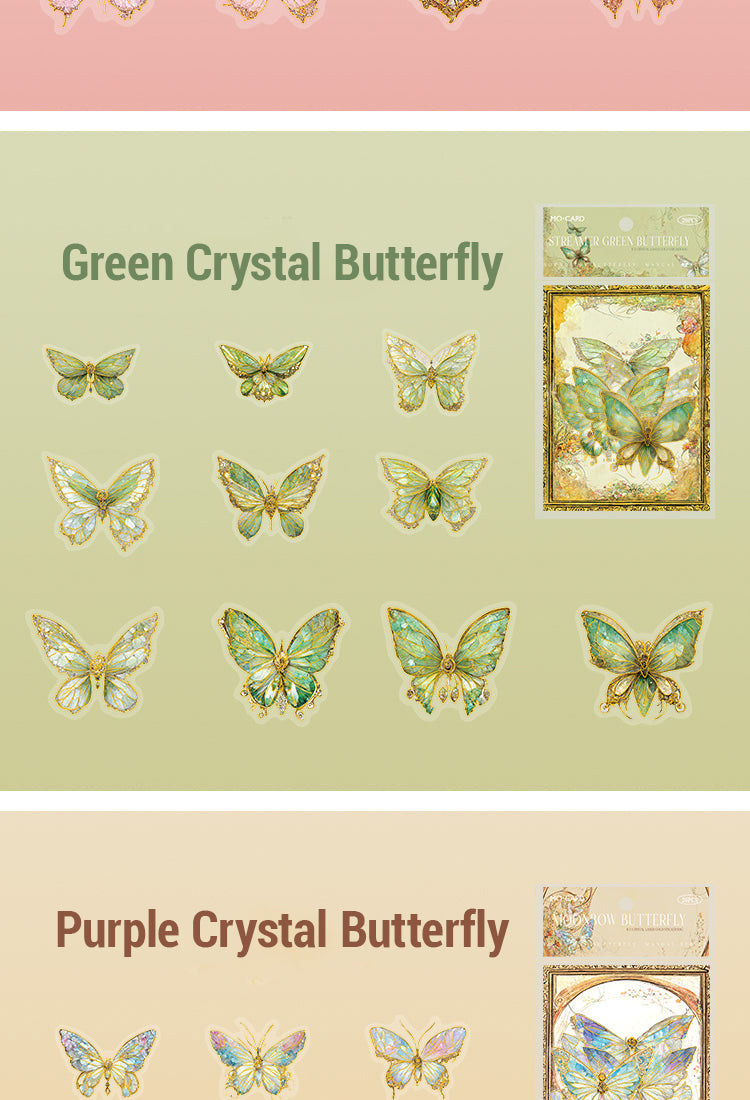 Gem-Like Glittering Butterfly PET Stickers