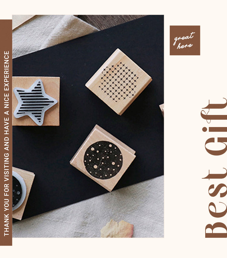 6Basic Geometric Decor Wood Rubber Stamp1