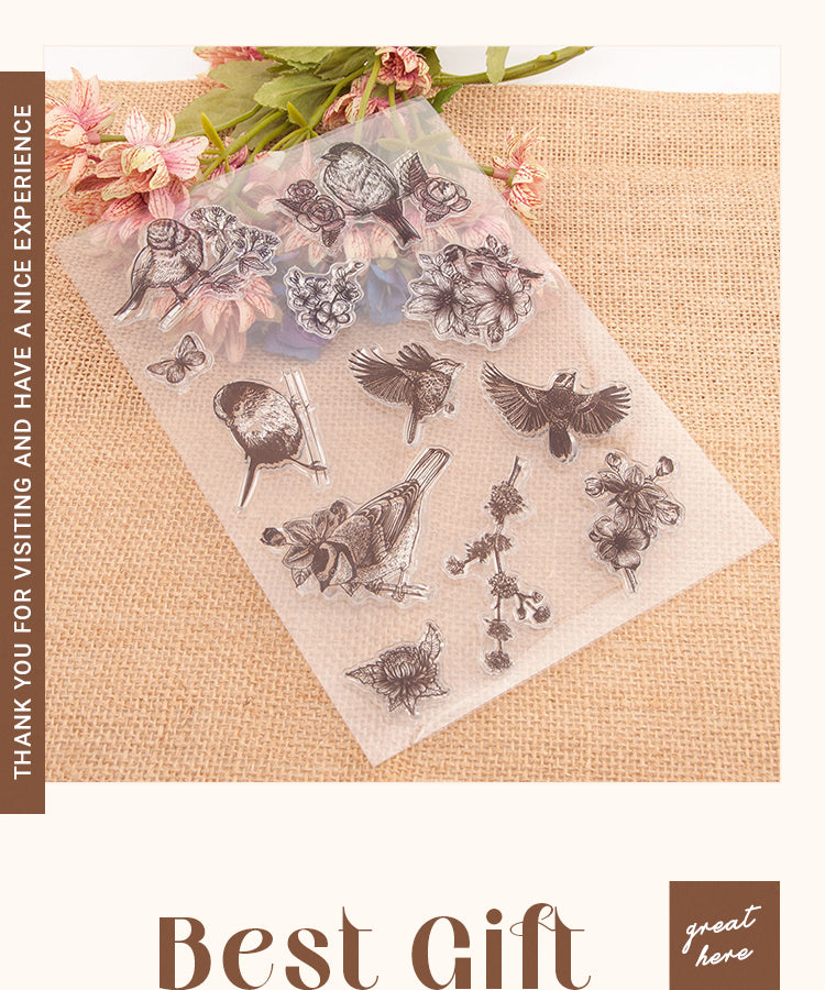 6Bird on Branch Clear Silicone Stamp1