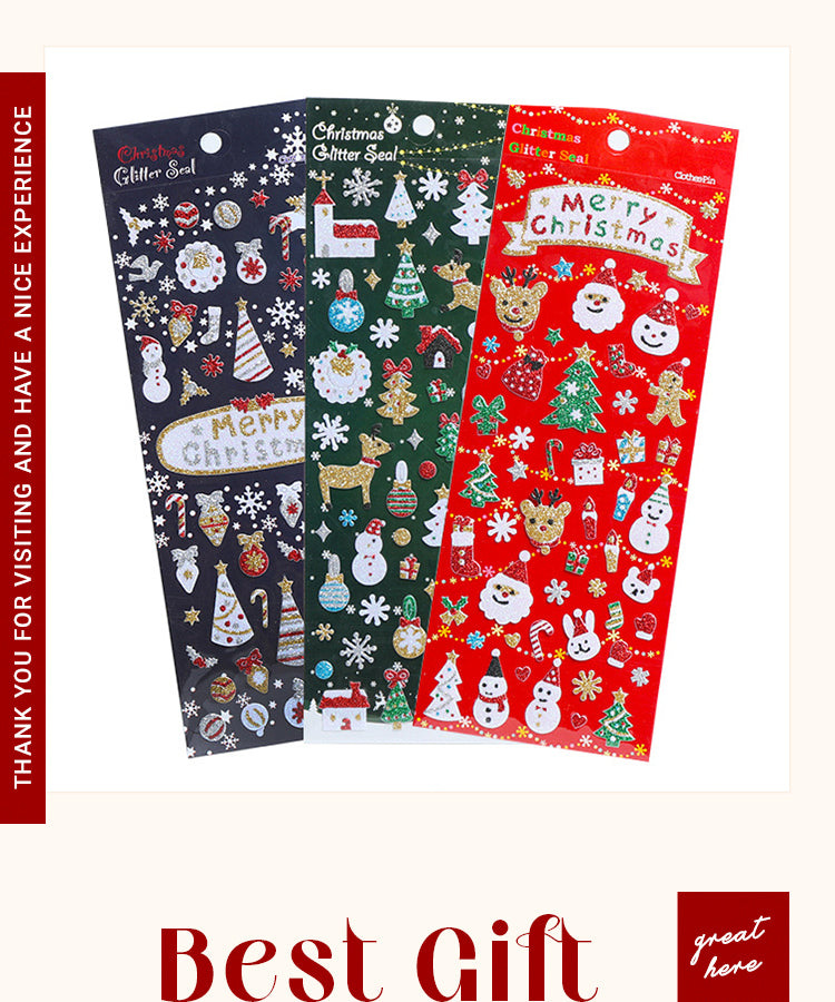 6Cartoon Christmas Decorative Stickers Set of 8 Designs 1