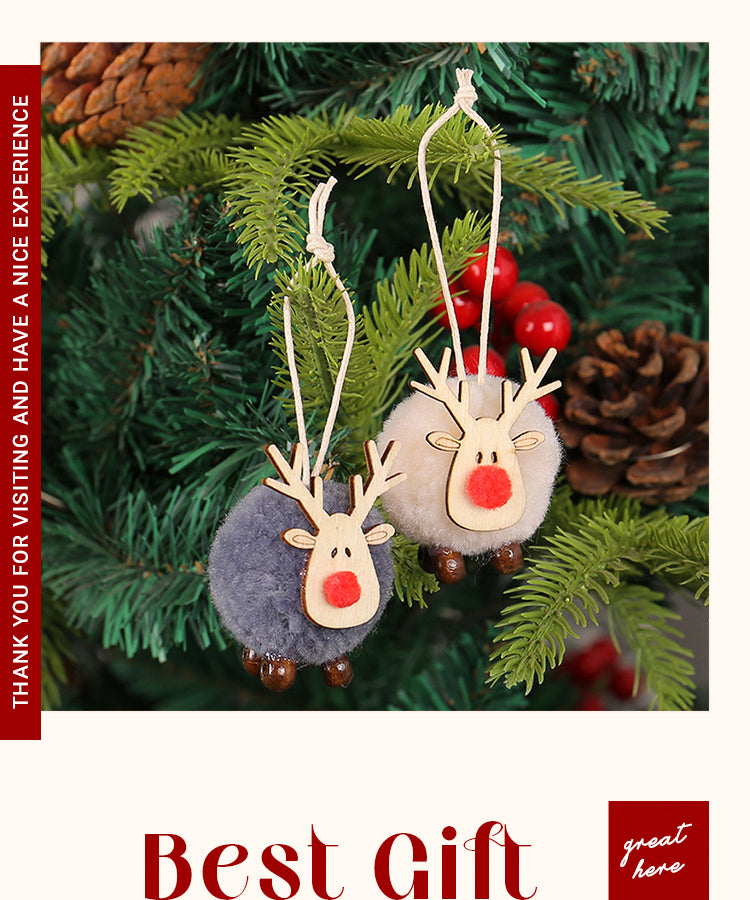 6Cartoon Christmas Deer Pom Pom Pendant1