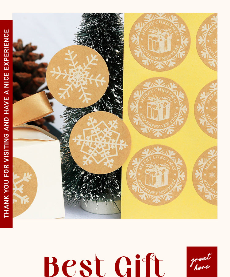 6Christmas Snowflake Kraft Seal Stickers1