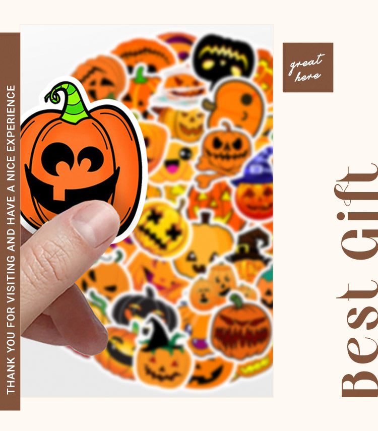6Halloween Pumpkin PVC Decorative Sticker 50 PCS1