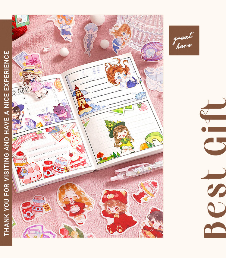 6Kawaii Cartoon Gilrs Magic Diary Washi Stickers1