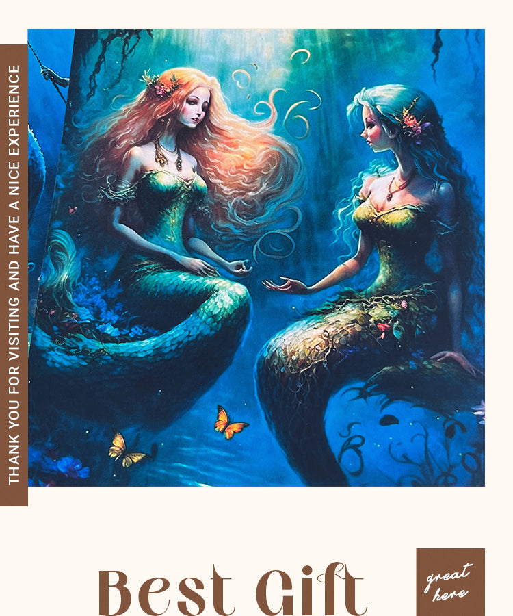 6Mermaid Background Scrapbook Paper1