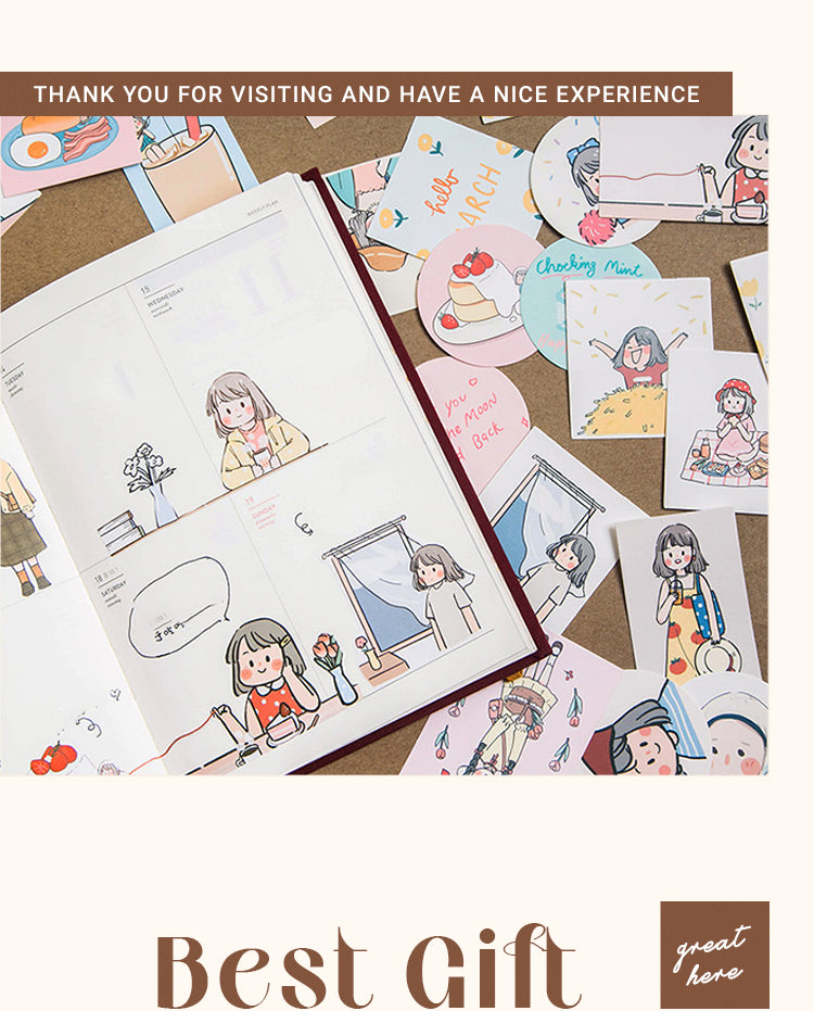 6People Coated Paper Stickers - Girl, Teen, Poster, Garden1