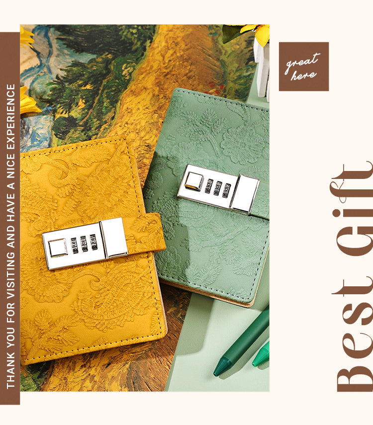 6Retro Lace Embossed Password Combination Diary Notebook1