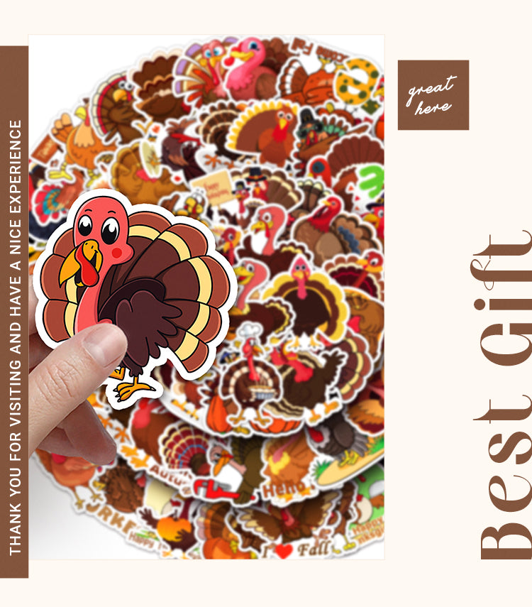 6Thanksgiving Turkey PVC Sticker 100PCS1