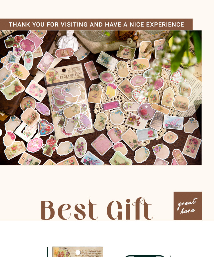 6Vintage Washi Sticker - Tag, Flower, Lady, Bill, Furniture, Butterfly1