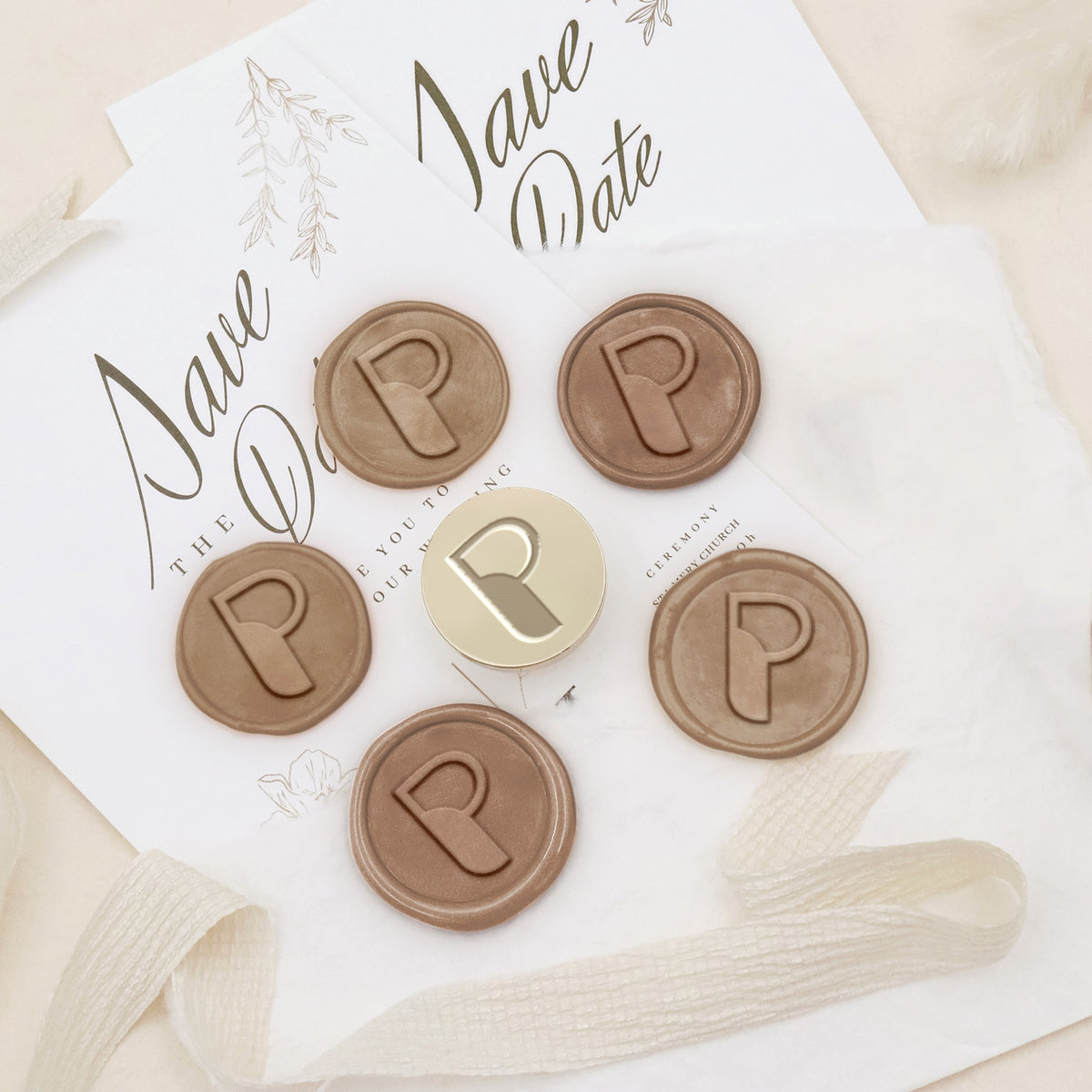 Custom Wax Seal Stamp - 26 Letter Custom Floral Name Wax Seal Stamp - P