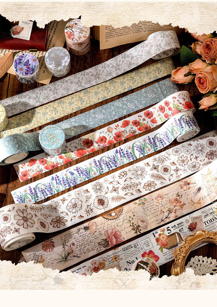 Vintage Botanical Floral Postage Themed Design Stamps Washi Tape