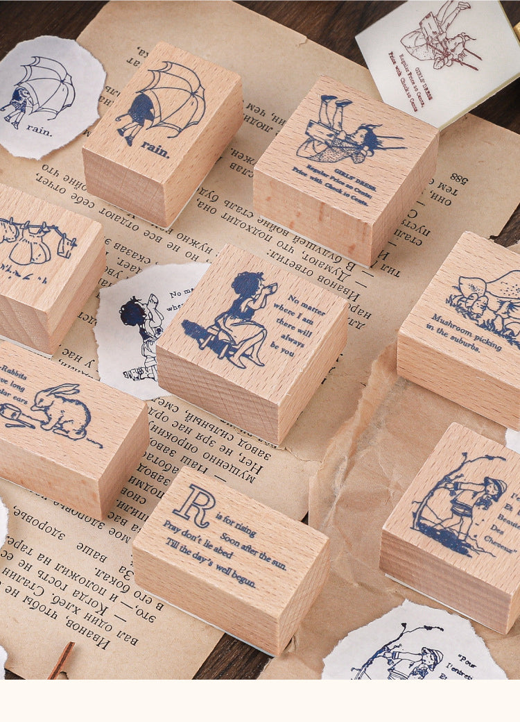 1Childhood Story Character Plant Text Wooden Rubber Stamp