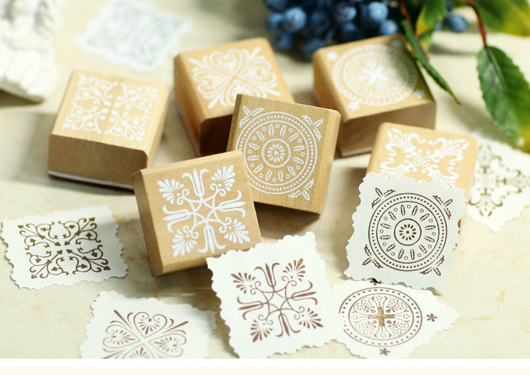 1Classic Lace Pattern Wooden Rubber Stamp