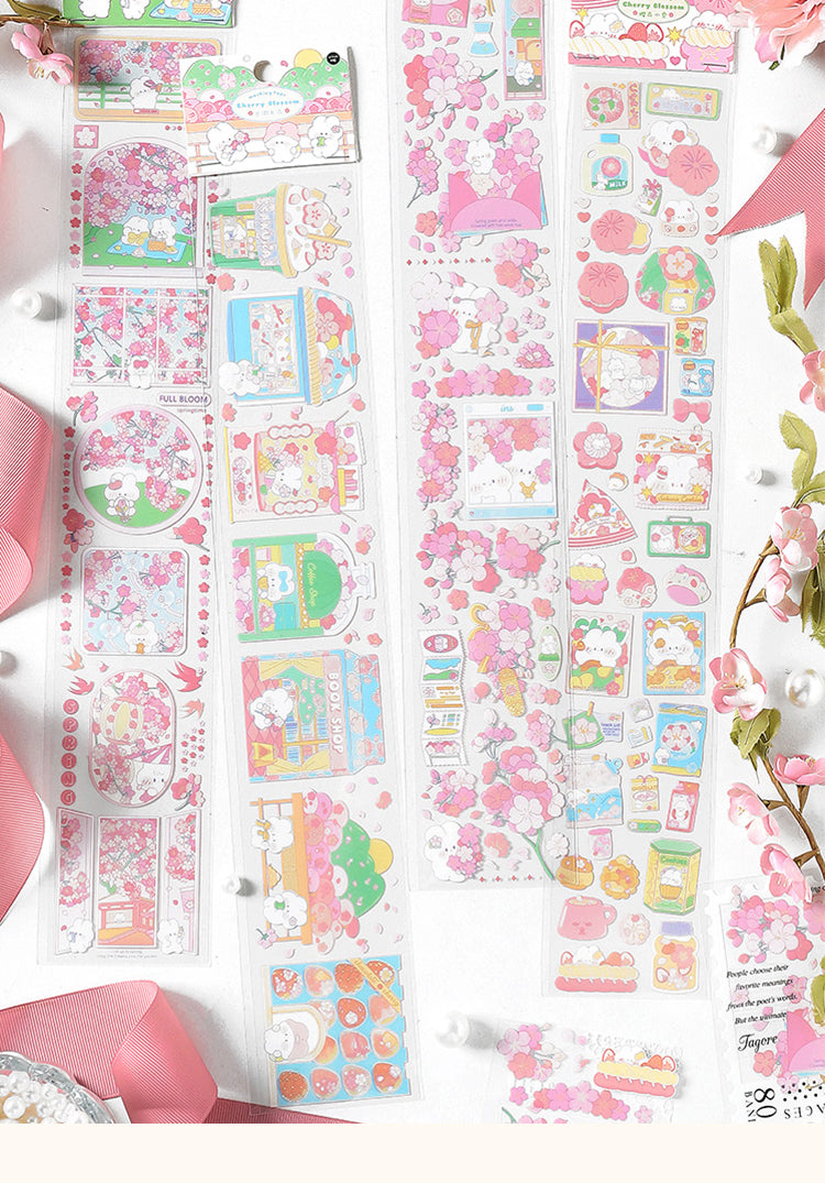 1Clear Cherry Blossom Sakura PET Long Strip Sticker