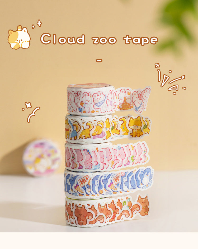 1Cloud Zoo Cute Cartoon Animal Washi Sticker Roll