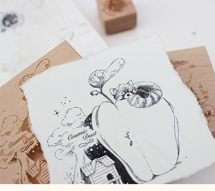 1Cute Cartoon Animal Wooden Rubber Stamp