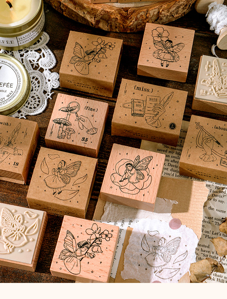 1Cute Fairy Tale Flower Child Elf Wooden Rubber Stamp