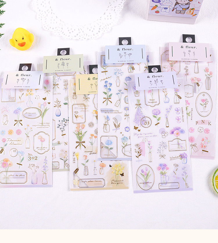 1Ins Style Flower Double Layer Clear PVC Journal Sticker