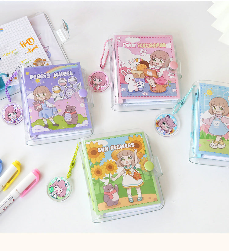 1Kawaii Cartoon Mini Loose-Leaf Journal Notebook