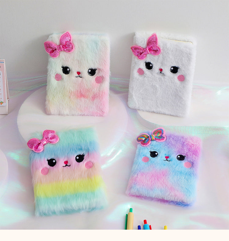 Journal - Kawaii Cute Fluffy Plush Cat Journal Notebook