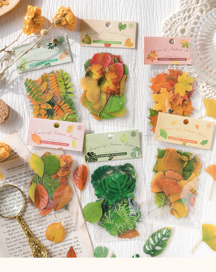 1Nature Series Plant Leaves PET Sticker Pack