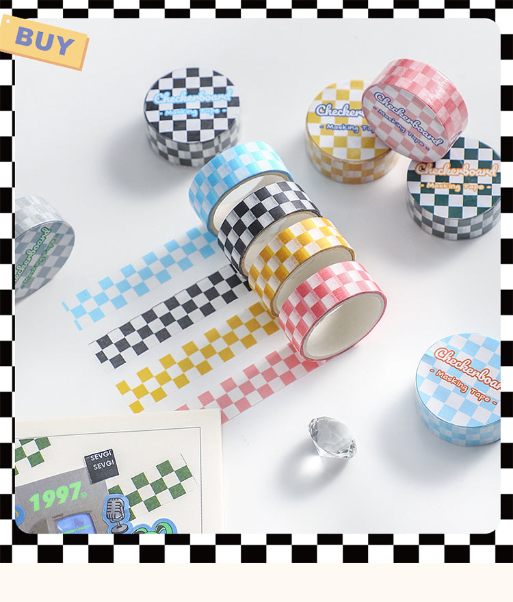 1Refreshing Checkerboard Grid Pattern Washi Tape